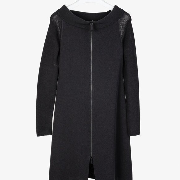 Annette Gortz SS/16 Vice Black Ribbed Collar Long Zip Fit-and-Flare Cardigan - Picture 1 of 11